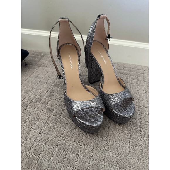 NWOB Stuart Weitzman Pamela Metallic Platform Sandals in Silver SZ 8 - Picture 5 of 8